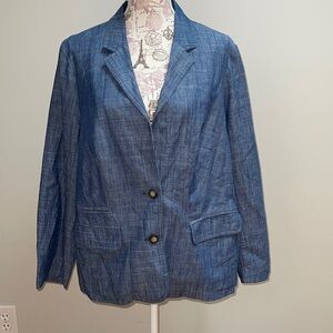 Women's Blue Denim-Style Blazer Jacket